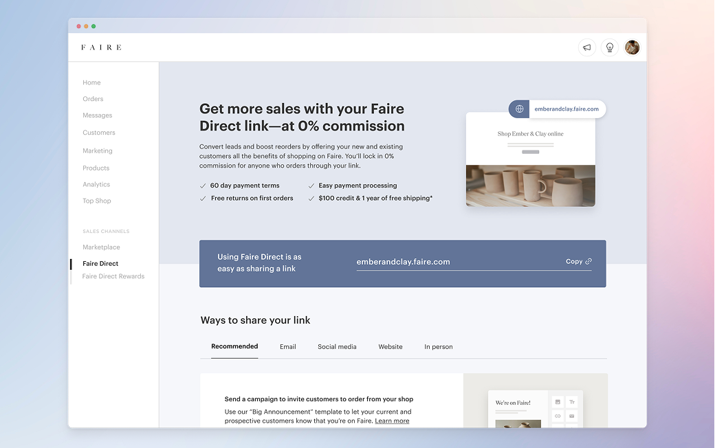 Faire project screenshot
